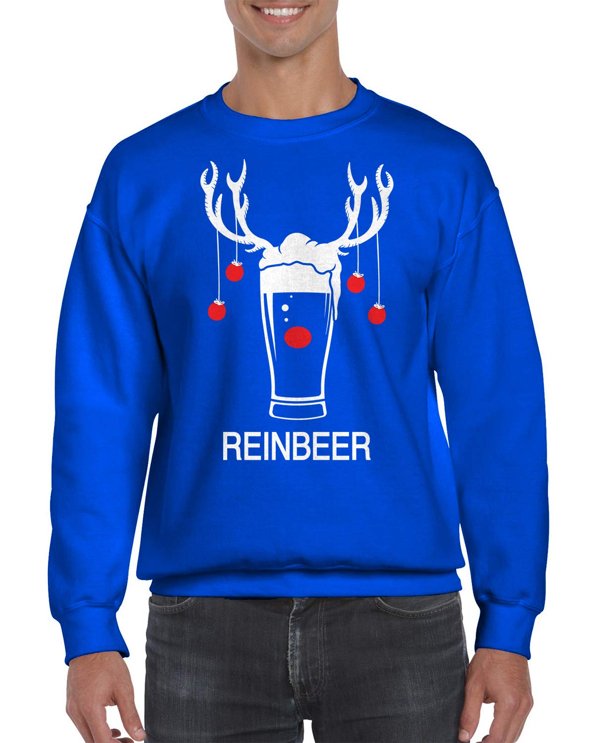 Reinbeer Christmas Beer Sweatshirt - Funny Holiday Ugly Sweater for Men & Women - Perfect for Christmas Parties, Office Events & Festive Gatherings