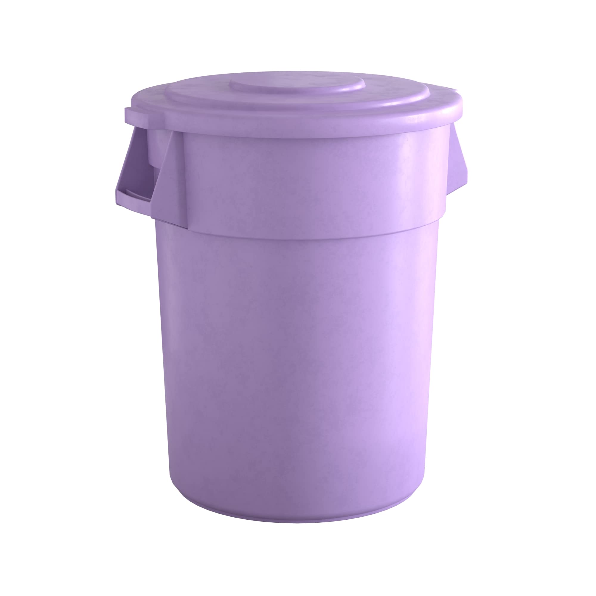 55 Gallon Purple Round Commercial Trash Can with Lid - Heavy Duty Waste Bin for Office, Restaurant & Outdoor Use