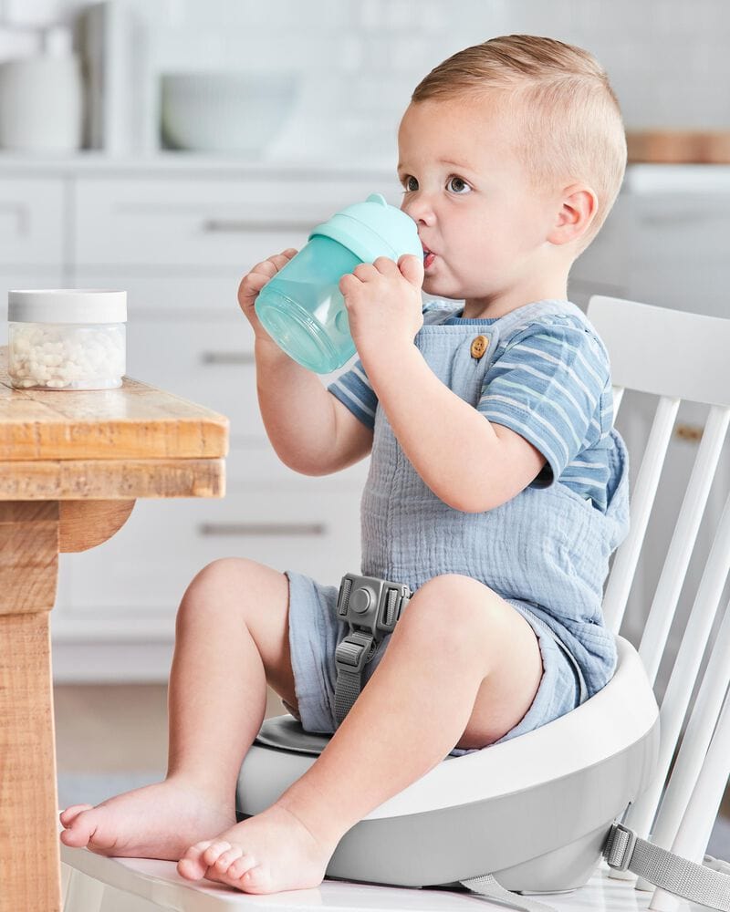 Skip Hop 2-in-1 Sip and Snack Stack Cup for Babies 6 Months+ | Leak-Proof Toddler Drinking & Snack Container | Teal & Grey | Perfect for On-the-Go Feeding, Daycare, and Travel