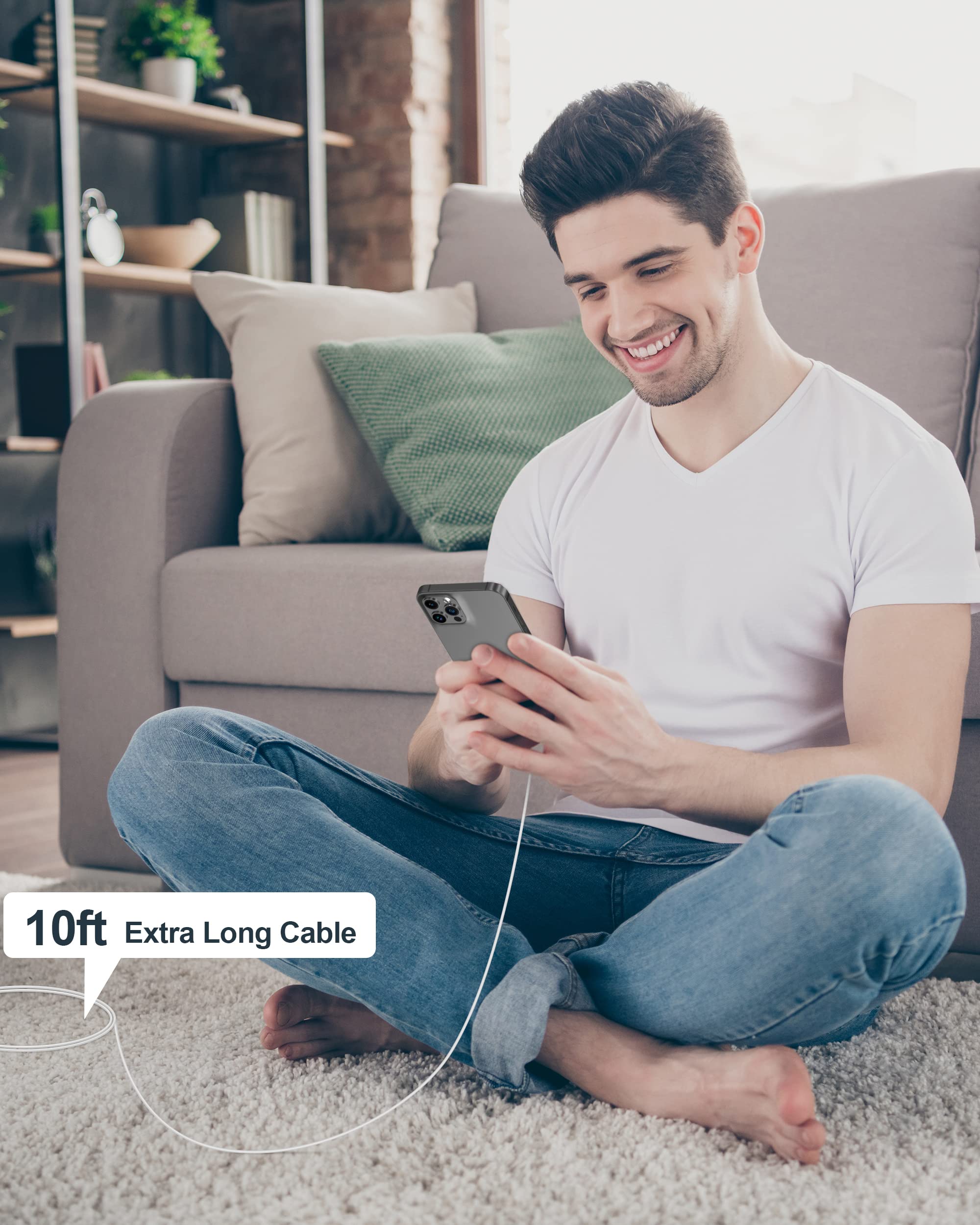 MFi Certified iPhone Charger - ARCCRA 3FT/6FT/10FT Lightning Cable with Dual USB Wall Charger for iPhone 14/13/12/11/XS/XR/X/8/7/6 - Fast Charging, Durable Cord - Perfect for Home, Office & Travel Use