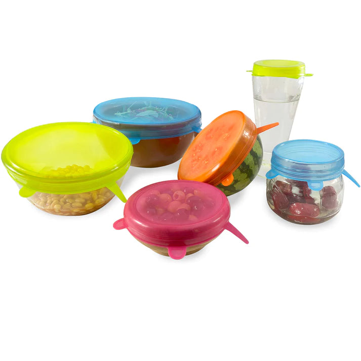 Stretchable Silicone Food Covers - Reusable, Flexible, Airtight Lids for Bowls, Containers & Jars - Perfect for Meal Prep, Storage & Leftovers