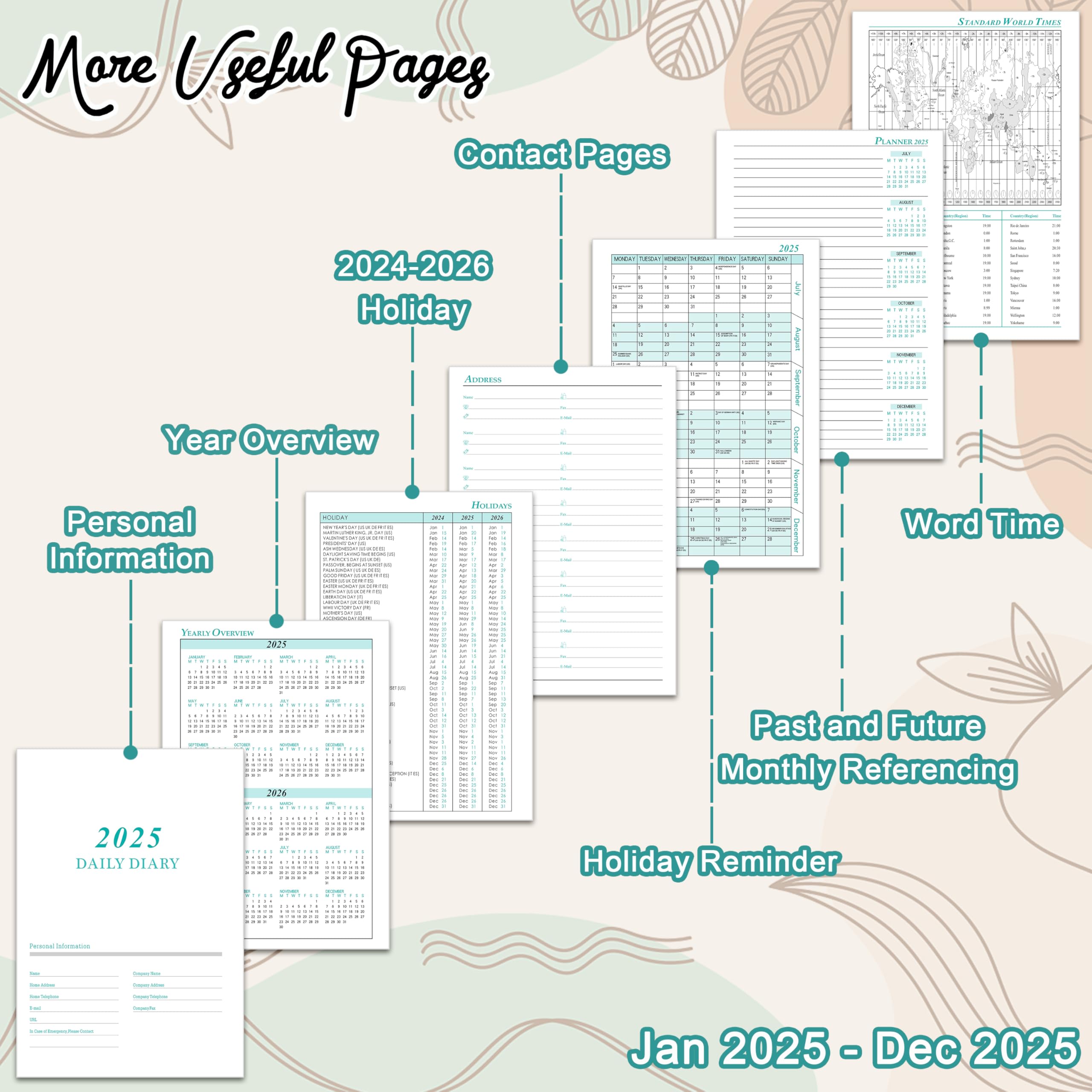2025 A5 Weekly & Monthly Planner - ZXHQ Tree of Life Diary with Pen Holder, Built-in Pocket, Jan-Dec 2025 Full Year Planner (5.9
