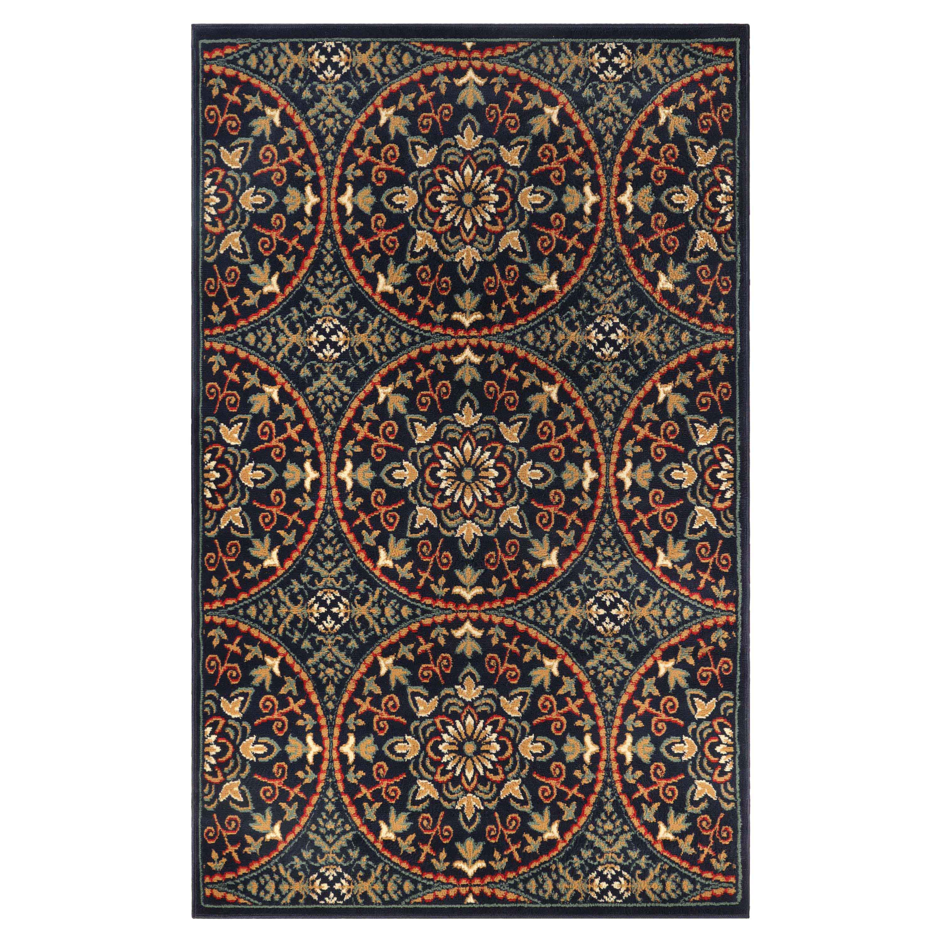 Elegant Medallion Traditional Indoor Area Rug - Non-Slip Persian Style Carpet for Living Room, Bedroom, Dining Room Decor
