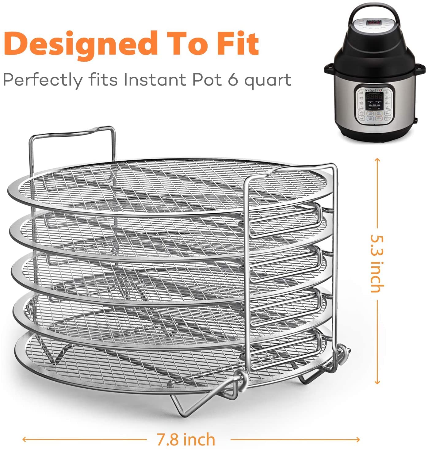Goldlion Dehydrator Rack for Instant Pot 6 Quart | Stainless Steel Air Fryer Accessory | Perfect for Drying Fruits, Vegetables & Herbs | Compatible with Crisp Lid