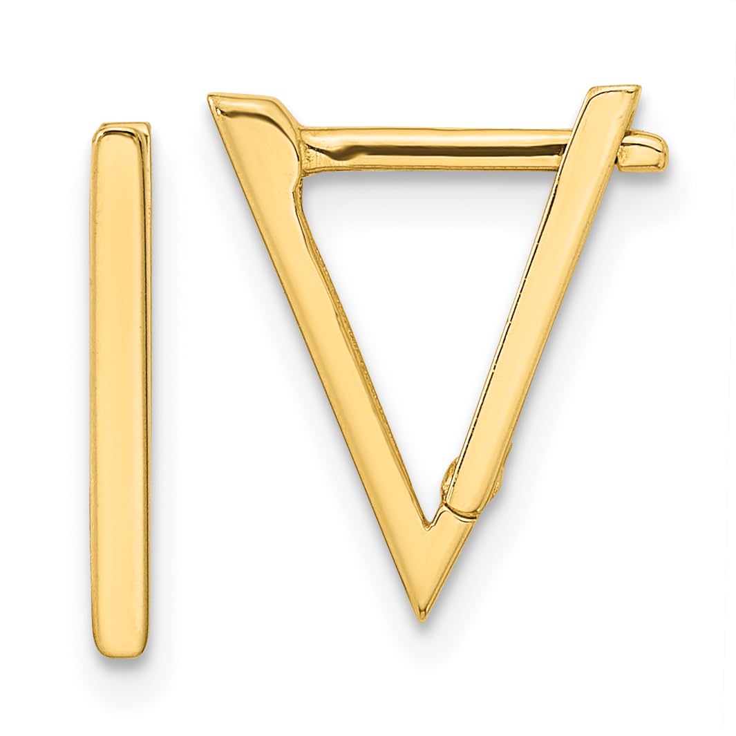14K Yellow Gold Triangle Hoop Earrings for Women - 15mm Polished Dainty Everyday Stud Earrings | Perfect for Work, Date Night & Special Occasions