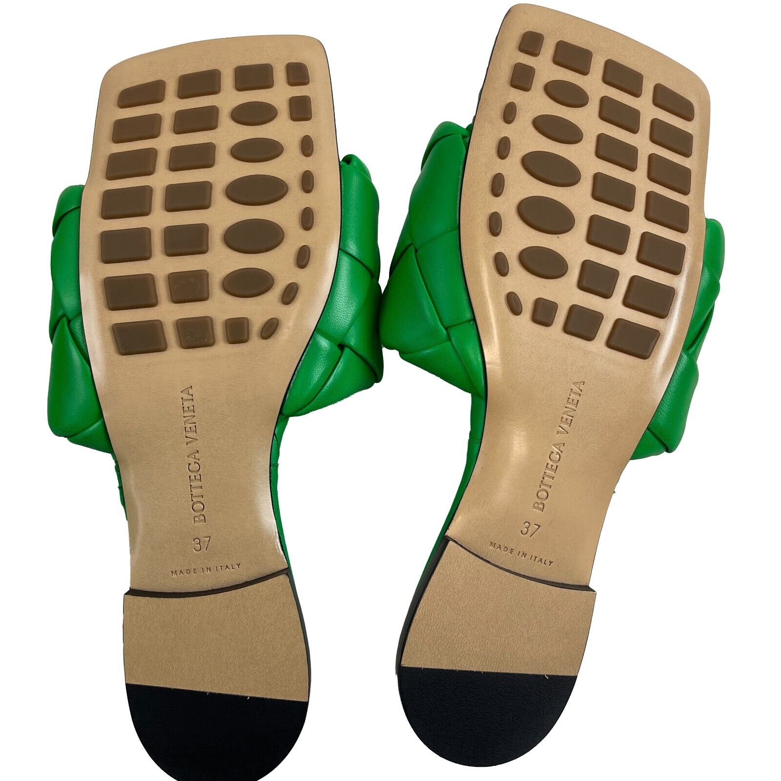 Bottega Veneta Lido Flat Intrecciato Sandals for Women - Green Leather Slides Size US 6.5 (EU 37) - Perfect for Summer Vacations, Beach Getaways & Casual Outings