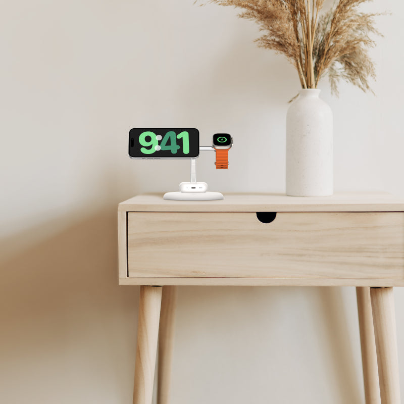 Belkin 3-in-1 Qi2 MagSafe Charging Base - Fast Wireless Charger for iPhone 15/14/13, AirPods & Apple Watch - Perfect for Home, Office & Travel