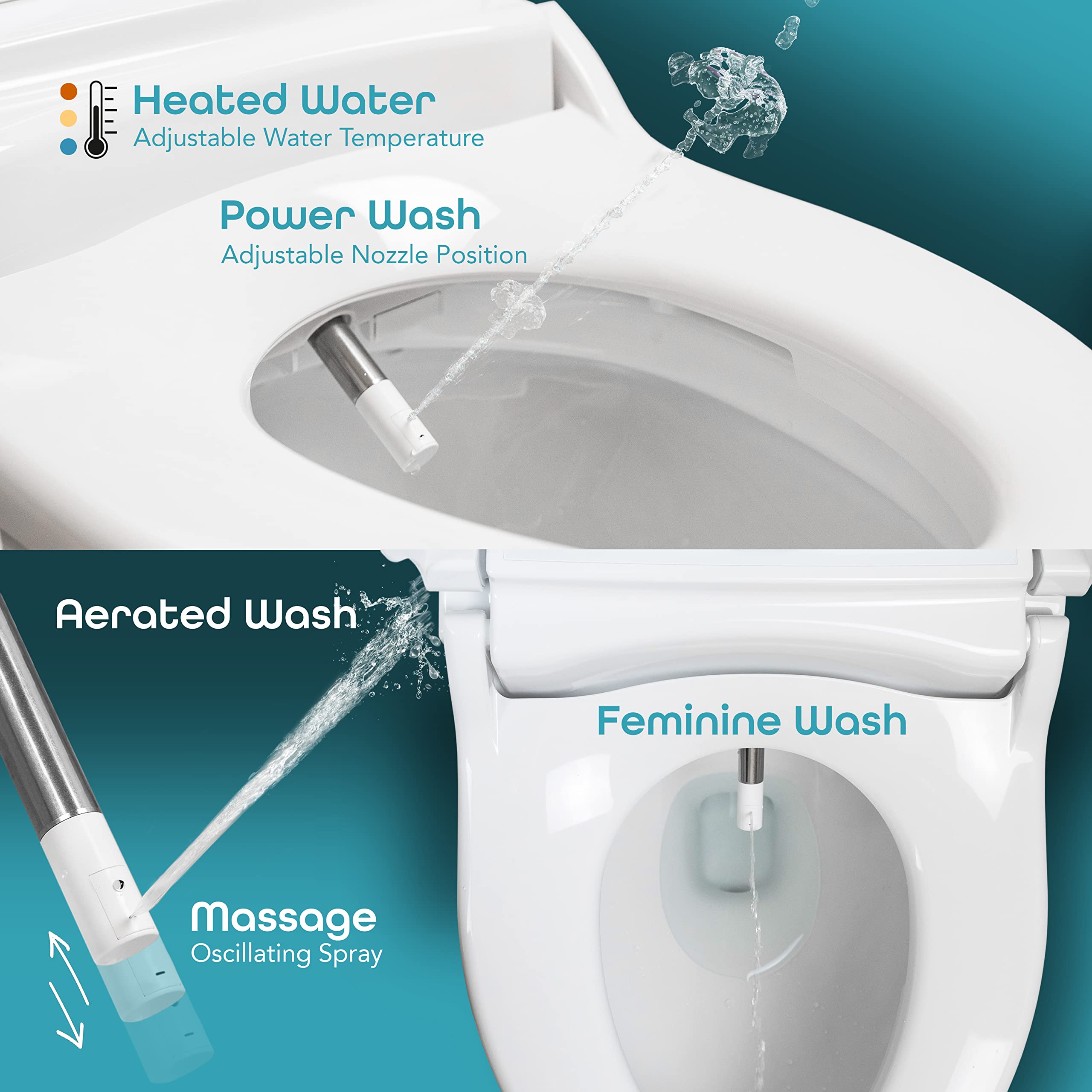 BidetMate 1000 Series Smart Bidet Toilet Seat - Heated Seat & Water, Warm Air Dryer, Wireless Remote Control - Self-Cleaning Electric Bidet with Adjustable Nozzle & Multiple Wash Modes - Perfect for Elderly, Disabled & Luxury Bathroom Upgrade - Fits Elongated Toilets