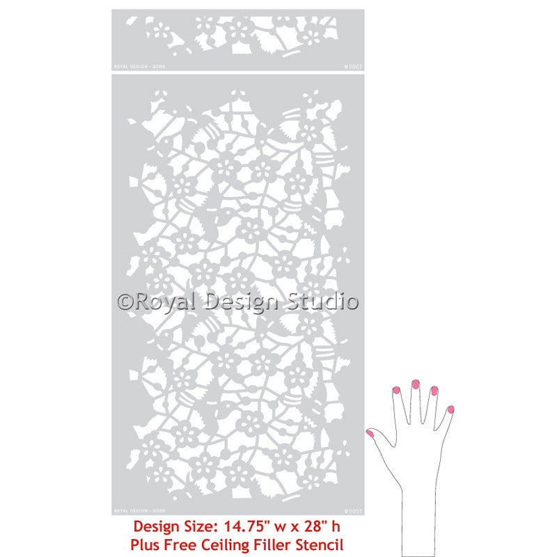 Japanese Birds Allover Wall Stencil - DIY Home Decor Stencil for Painting, Wall Art, and Creative Projects - Perfect for Bedrooms, Living Rooms, and Nursery Decor