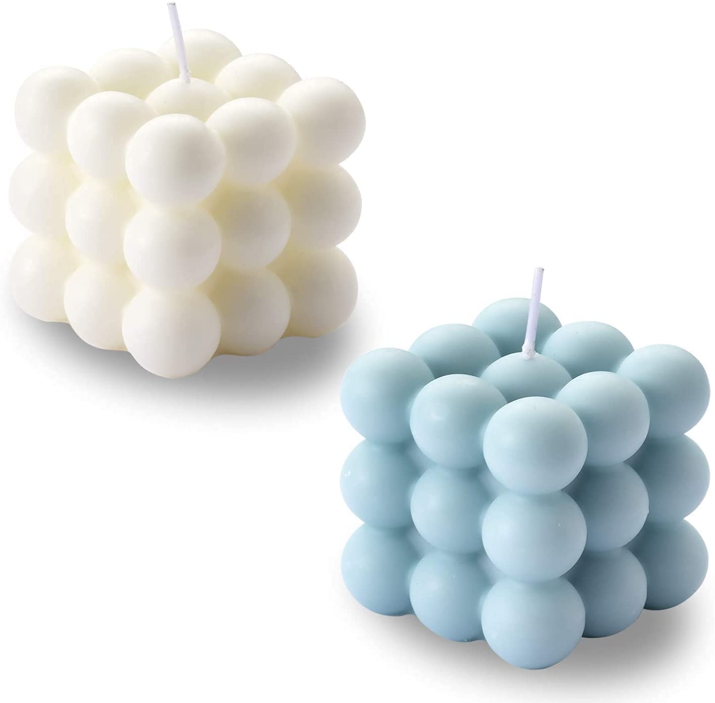 2 Pack Bubble Cube Scented Soy Wax Candles - Unique Aesthetic Home Decor Candles for Living Room, Bedroom & Bathroom | Relaxing Aromatherapy Gifts for Women