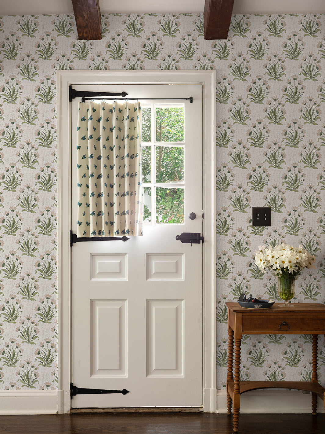 Nathan Turner Hillhouse Floral Multi Wallpaper - Neutral Green Botanical Design for Living Room, Bedroom & Home Decor