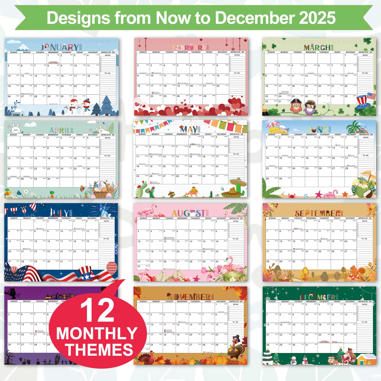 2025 Small Desk Calendar - Monthly Theme Design from Now to December 2025 | Standing Flip Desktop Calendar for Home, Office & School (Blue) | Perfect for Planning, Scheduling & Organization
