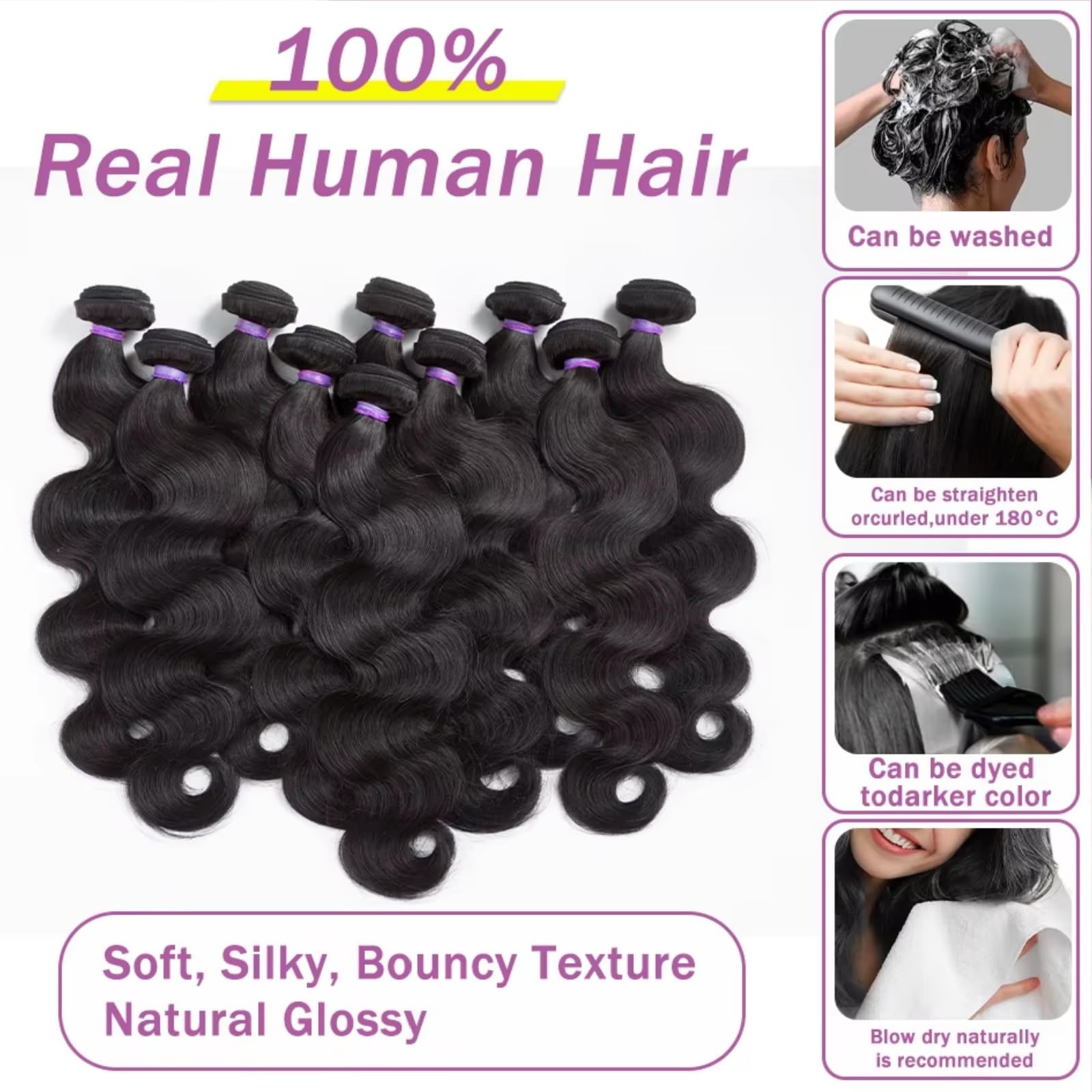 12 Pack 100% Unprocessed Brazilian Virgin Human Hair Bundles - 20 22 24 26 Inch Body Wave & Curly Hair Extensions for Black Women (Natural Color) | Perfect for Daily Styling, Special Occasions & Salon Use