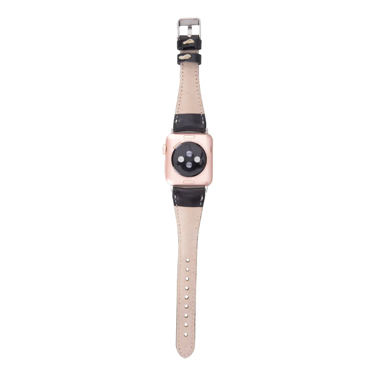 Premium Black Leather Slim Apple Watch Band - Stylish & Comfortable Replacement Strap for Work, Gym & Everyday Wear