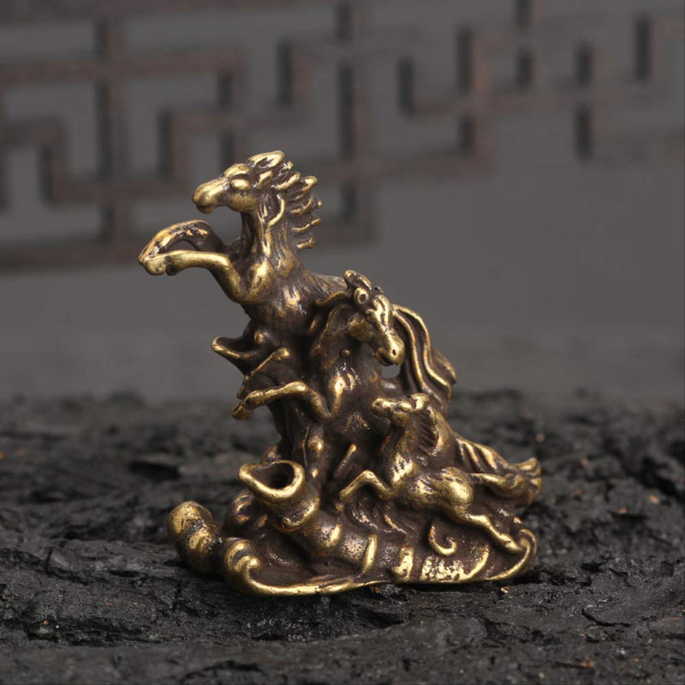 Solid Brass Running Horses Statue - Elegant Home Decor for Living Room, Office & Gifts | Feng Shui Ornament & Incense Burner for Meditation & Relaxation Spaces