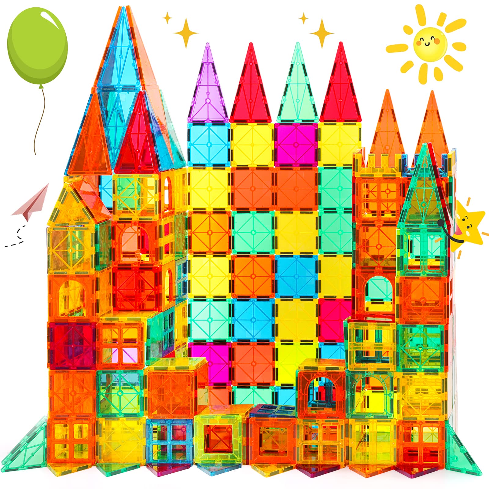 64PCS Magnetic Building Tiles Set - STEM Educational Toys for Kids | Creative Stacking Blocks for Boys & Girls | Perfect for Classroom, Playroom & Birthday Gifts