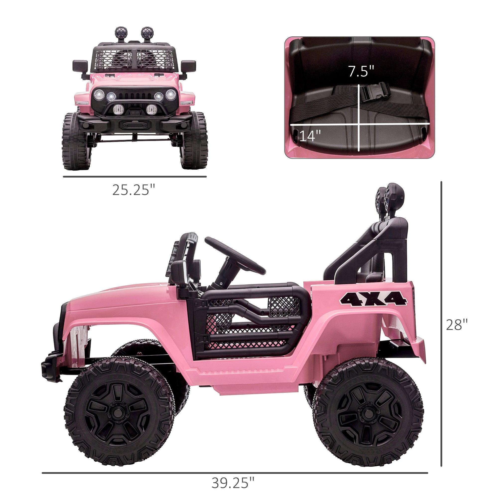 12V Kids Ride On Truck with Parent Remote Control - Electric Battery Powered Toy Car with Spring Suspension, Adjustable Speed, LED Lights & Horn - Pink | Perfect for Indoor & Outdoor Play, Birthday Gifts, and Toddler Pretend Driving Fun