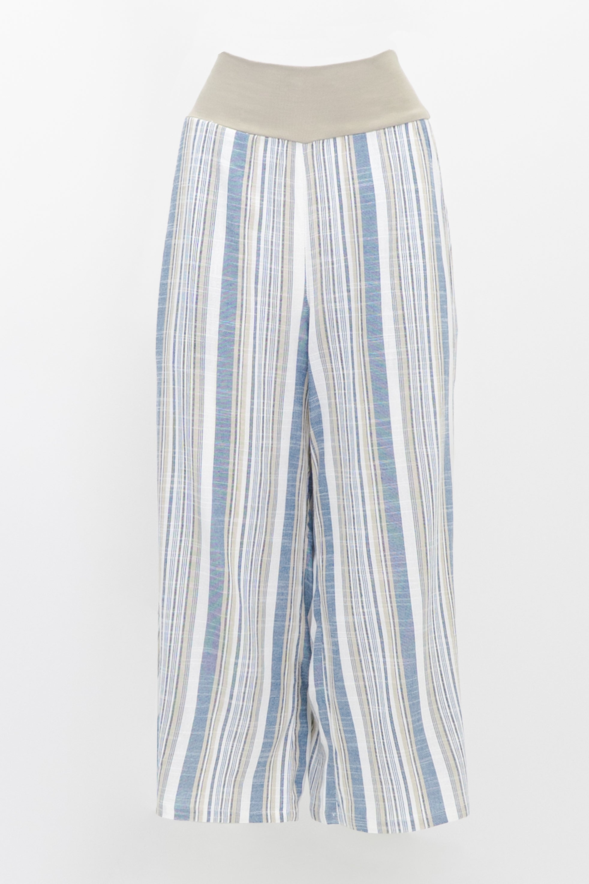 Landon Capri Sand Stripe Linen Bamboo Shorts - Lightweight & Breathable Summer Casual Wear for Beach, Travel & Outdoor Activities