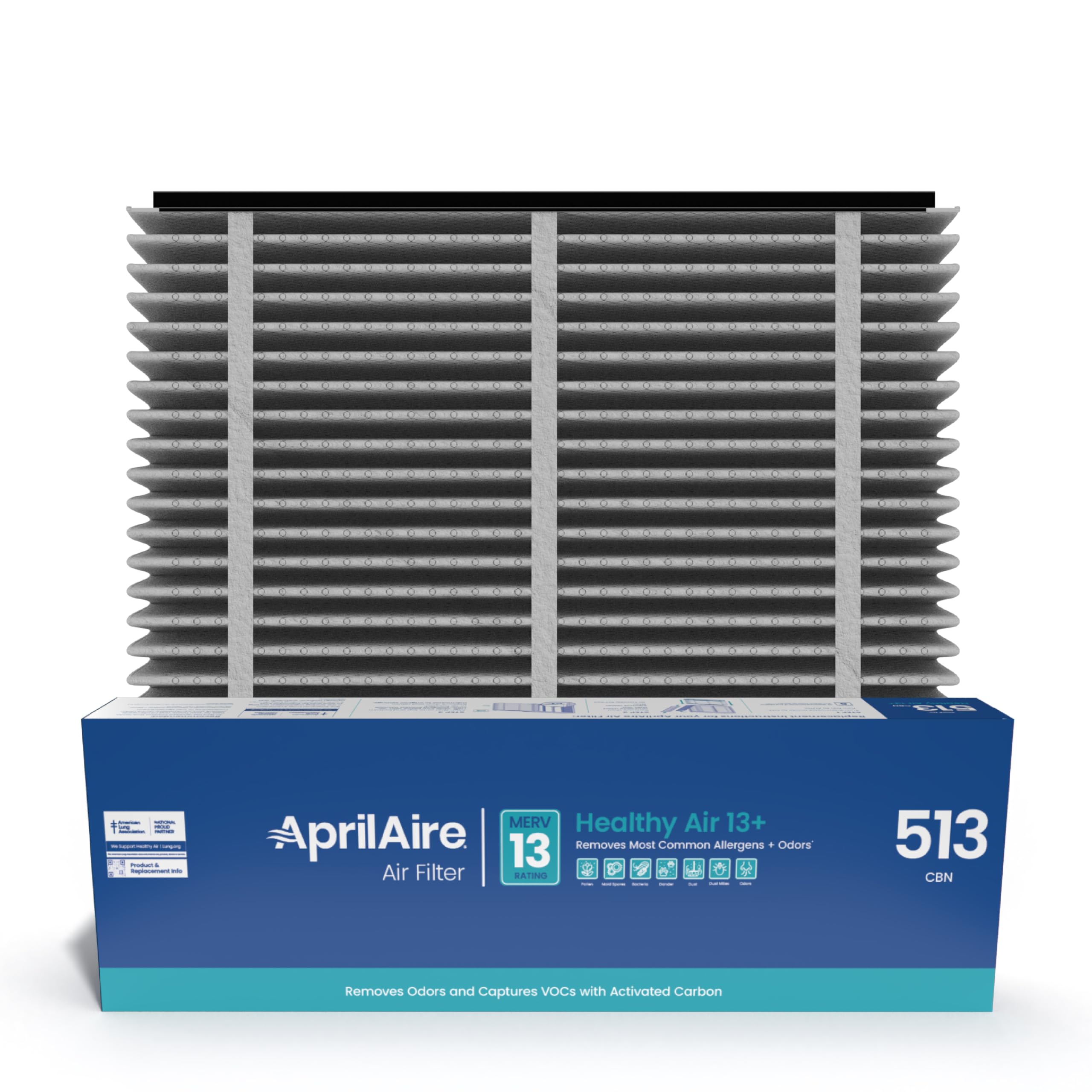 AprilAire 513CBN MERV 13 Replacement Air Filter with Carbon for Whole House Air Purifiers - 31x28x4 Inch, Reduces Allergens & Odors, Improves Indoor Air Quality (Pack of 1) - Ideal for Homes with Pets, Smoke, or Seasonal Allergies