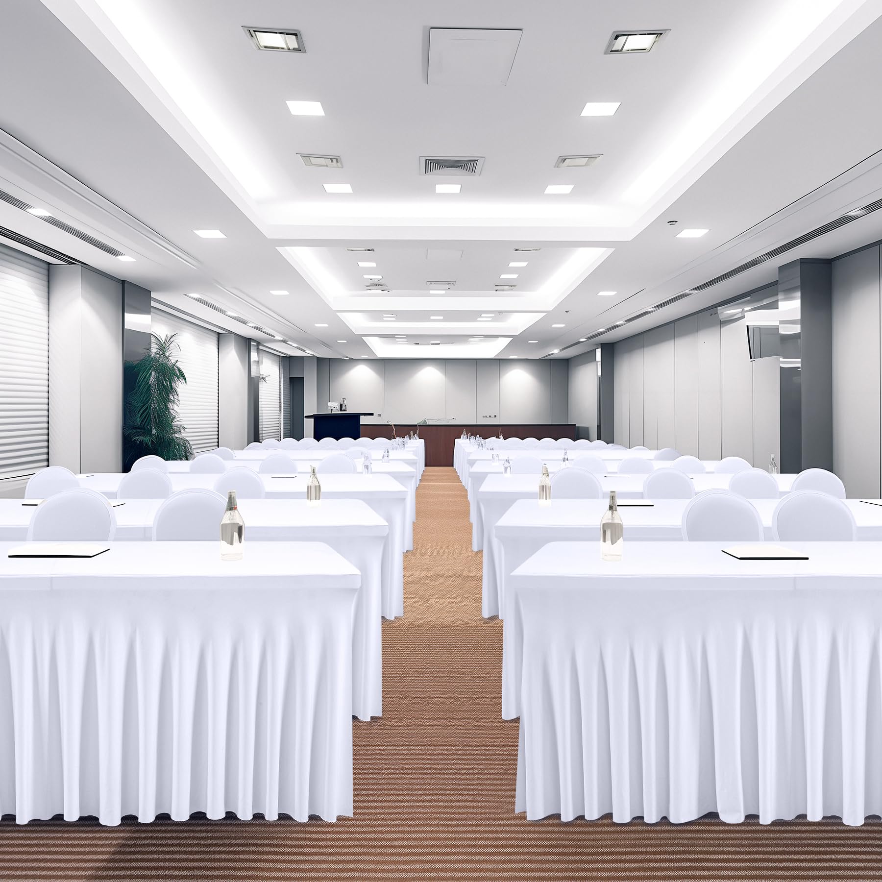 PARTISKY 4ft White Spandex Table Skirt - Stretchable Table Cover for 4 Foot Rectangle Folding Tables - Perfect for Weddings, Banquets & Party Decorations
