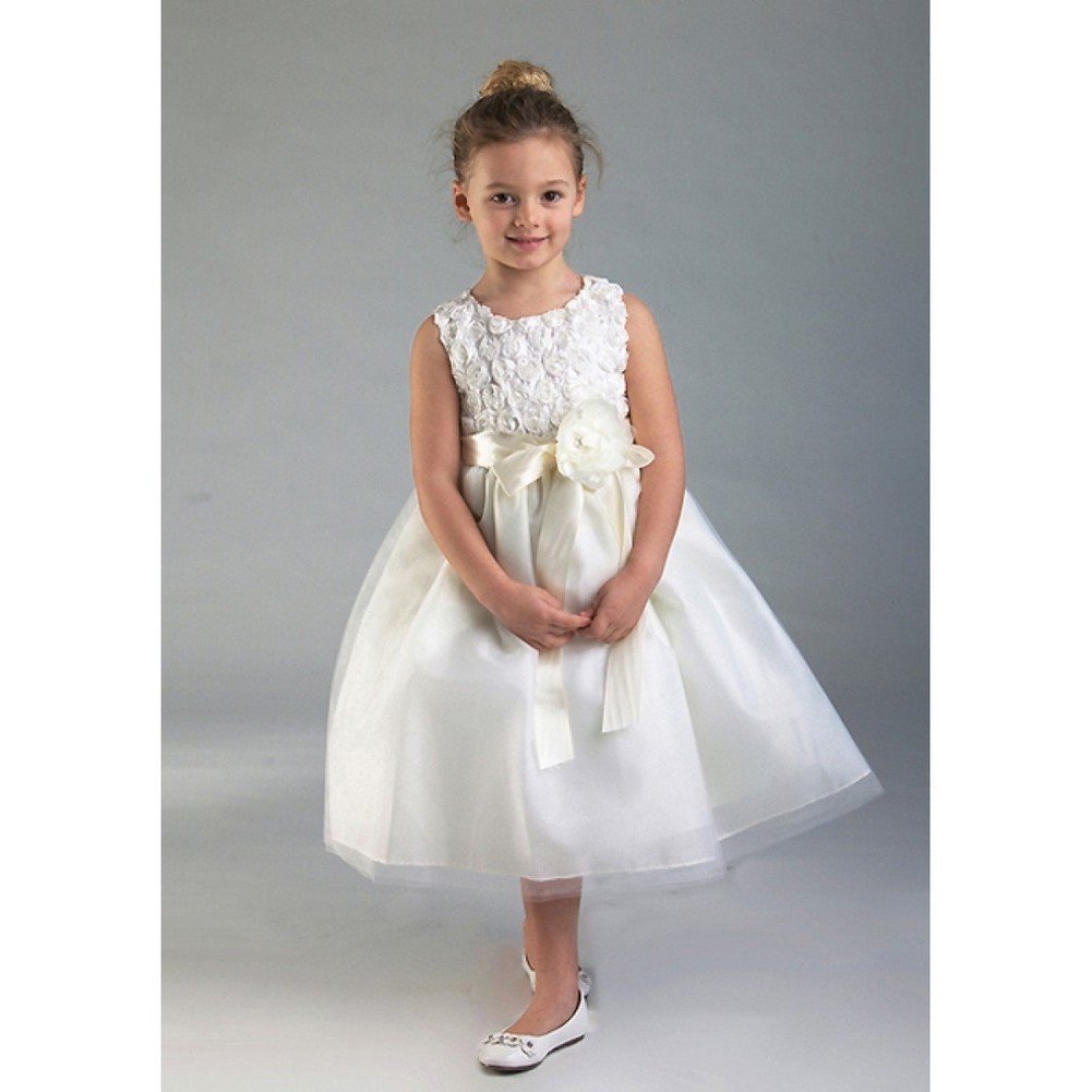 Ivory Floral Tulle Easter Flower Girl Dress for Kids - Size 3T | Perfect for Weddings, Easter Celebrations & Special Occasions