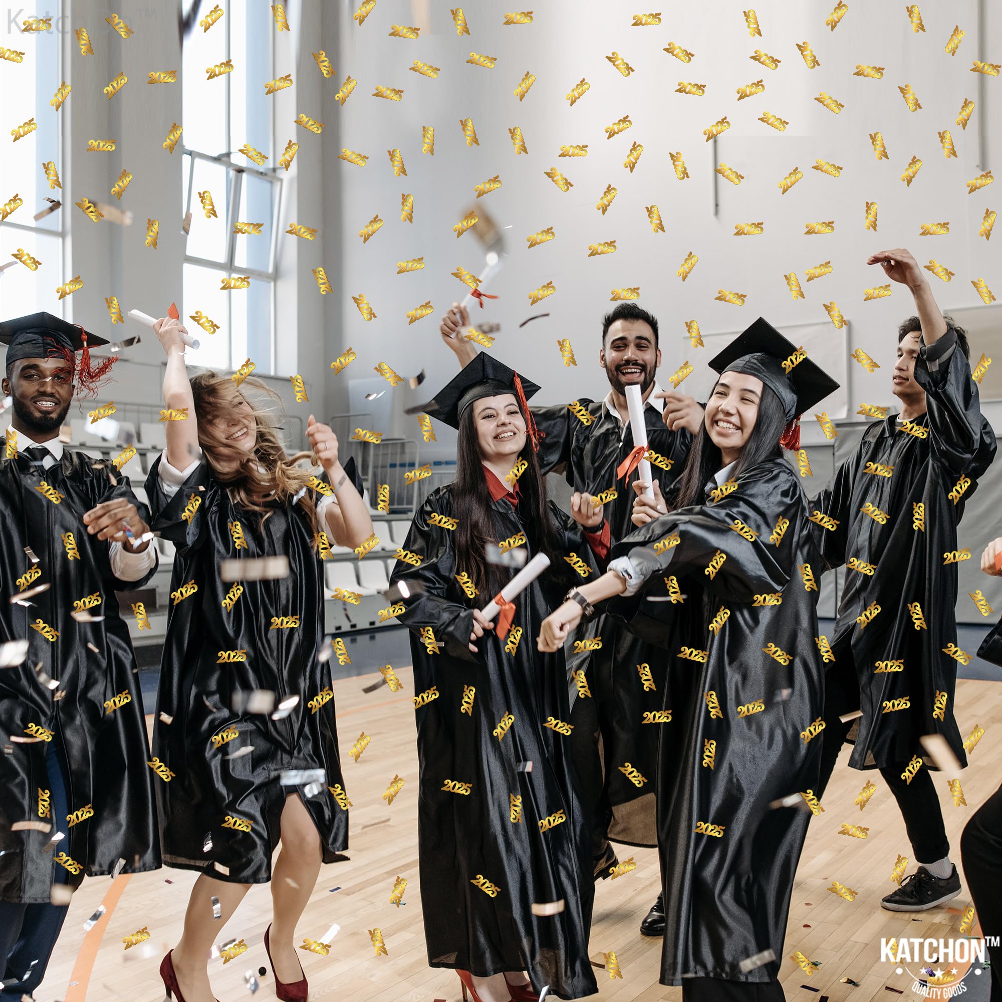 KatchOn 2025 Gold Graduation Confetti - 500pcs Shiny Gold Confetti for Graduation Party Decorations, Table Scatter, Grad Party Supplies | Perfect for Graduation Ceremonies, Photo Backdrops & Celebration Decor