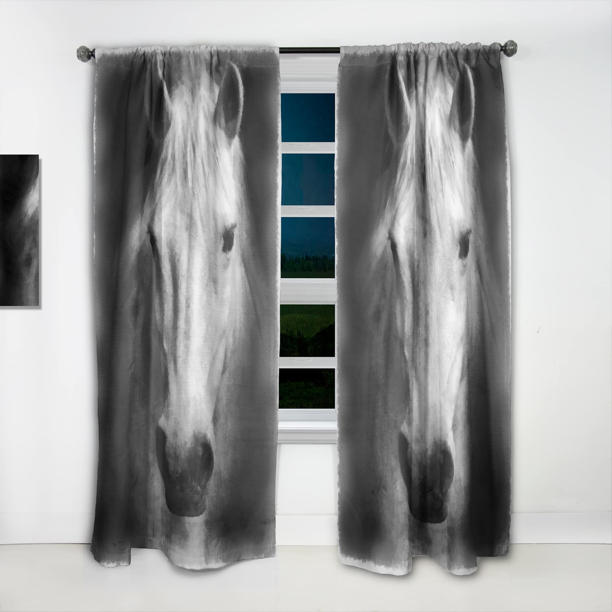 Farmhouse Horse Print Thermal Insulated Curtains for Bedroom & Living Room - 52x120 Single Panel Window Drapes - Perfect for Rustic Home Decor & Blackout Needs