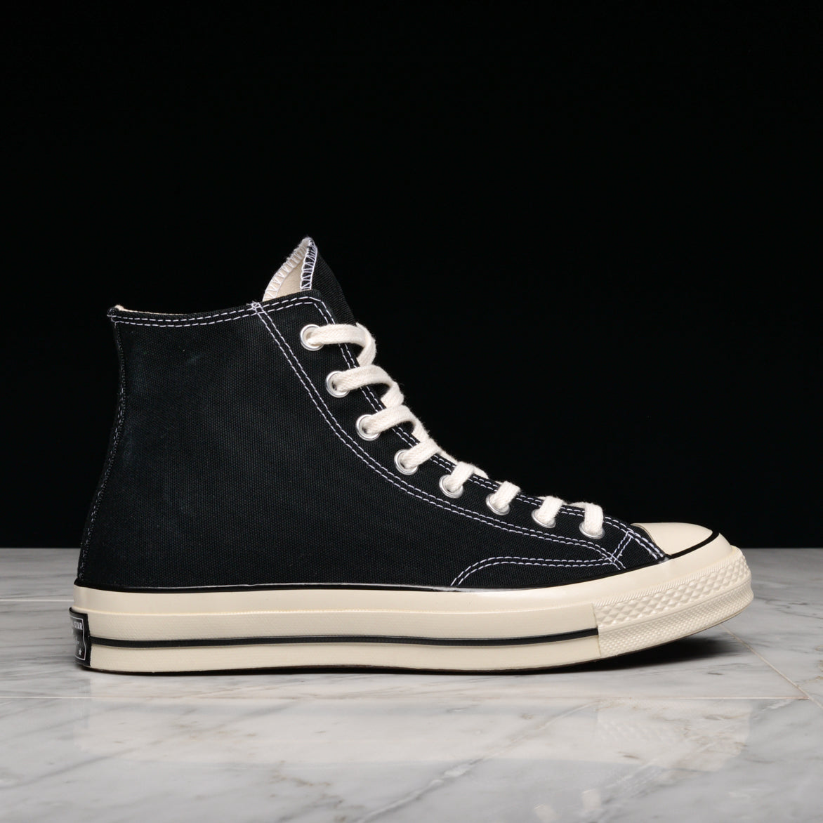 Chuck 70 High Top Sneakers - Classic Black & Egret Canvas Shoes for Men & Women | Casual Streetwear, Skateboarding & Everyday Fashion
