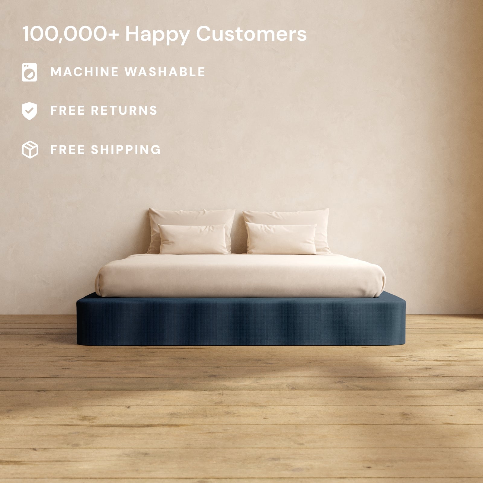 King Upholstered Platform Bed with Mizu Weave in Sumi - Modern Upholstered Bed Frame with Headboard for Bedroom, Guest Room or Master Suite - Sturdy Wooden Slat Support System for Comfortable Sleep
