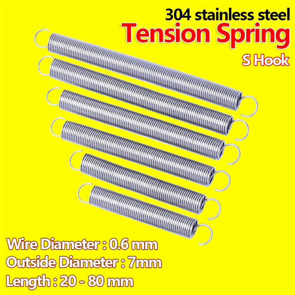 Stainless Steel Torsion Spring 0.6mm Wire Diameter 7mm-45mm Outer Dia - Extension Coil Spring, Tension Spring, Pullback Spring (10Pcs) for Garage Doors, Industrial Machinery & Automotive Applications