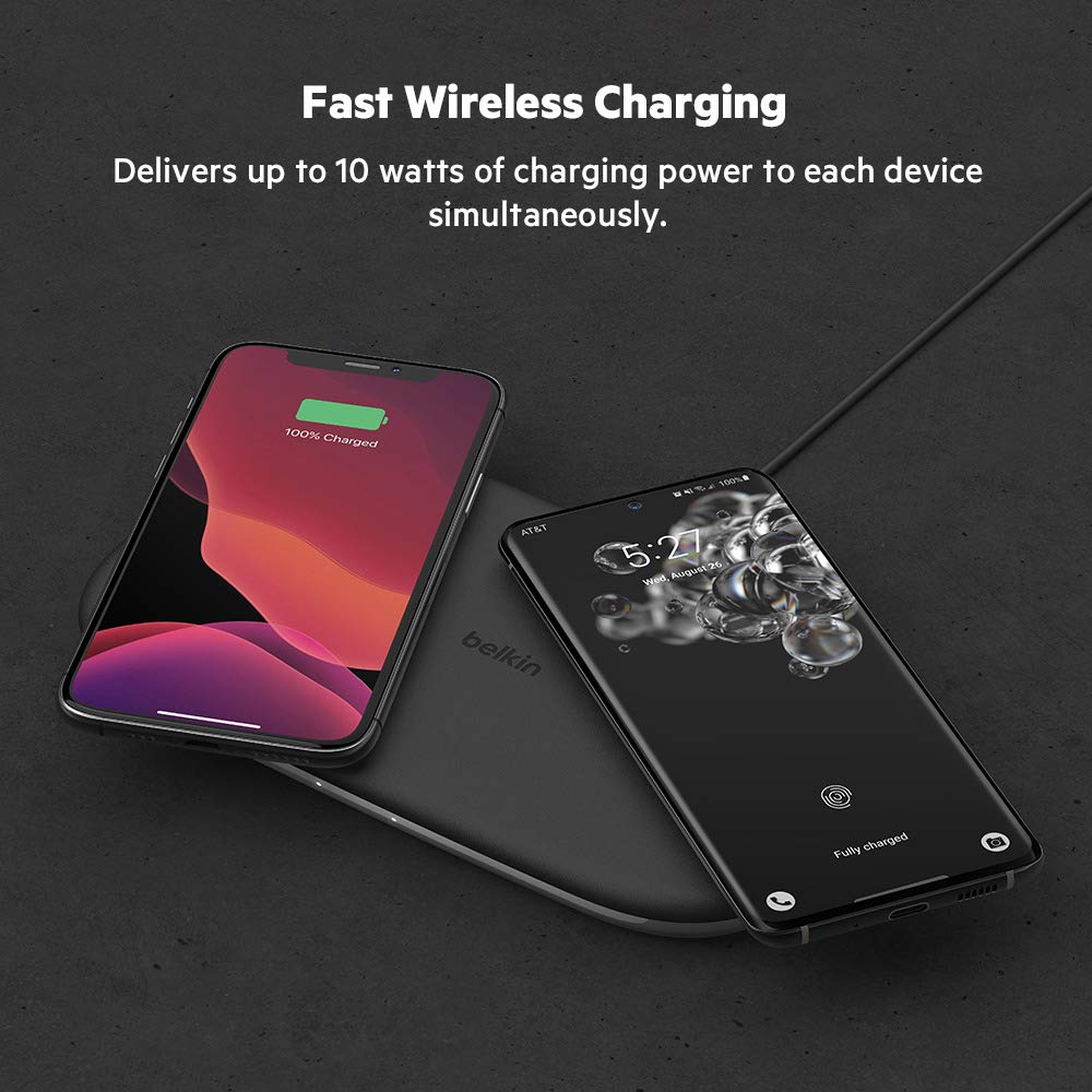 Belkin TrueFreedom Pro 10W Qi-Certified Wireless Charging Pad - Fast Wireless Charger for iPhone 15/14/13, Samsung Galaxy S23/S22, AirPods Pro & Qi-Enabled Devices - Universal Charging Station for Home, Office & Nightstand - Sleek Black Design