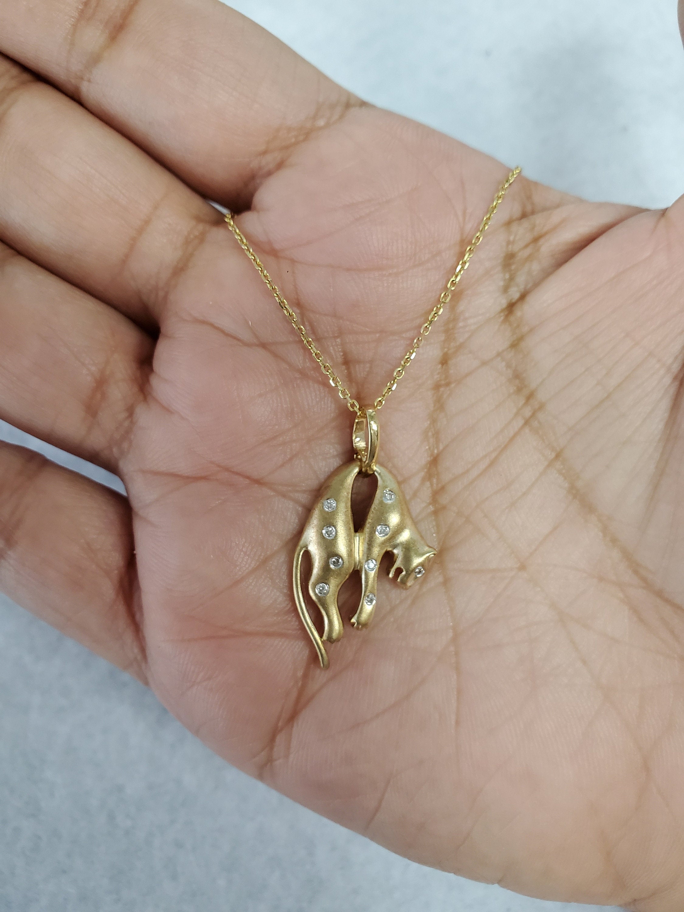 Diamond Encrusted Panther Pendant Necklace with Satin Finish - Elegant Jewelry for Women, Perfect for Parties, Weddings & Special Occasions