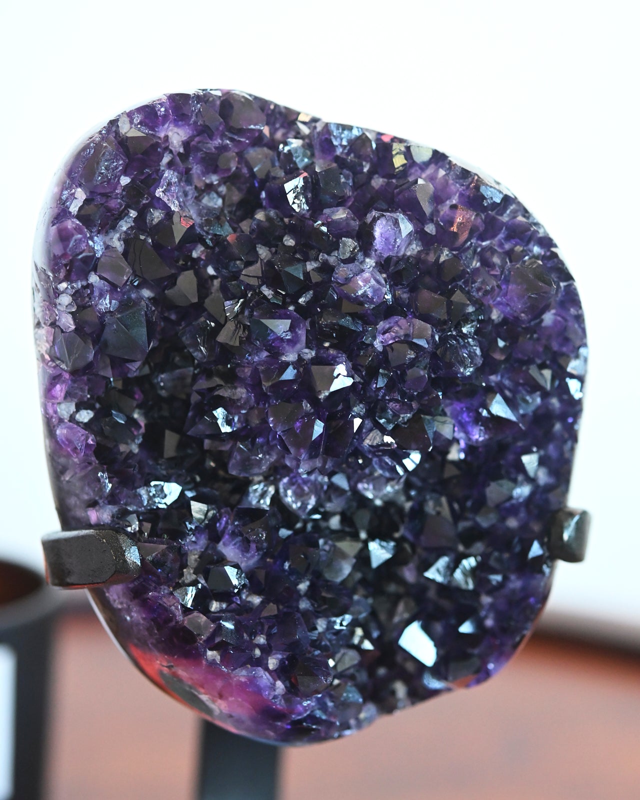 Natural Amethyst Geode on Wooden Stand - 6 lbs Large Purple Crystal Cluster for Home Decor, Meditation & Healing - Perfect for Living Room, Office or Gift