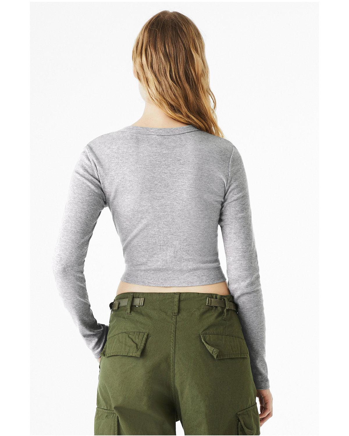 Bella + Canvas 1501BE Women's Micro Ribbed Long Sleeve Baby Tee Shirt - Soft Cotton Stretch Fit for Casual Wear, Layering & Everyday Comfort
