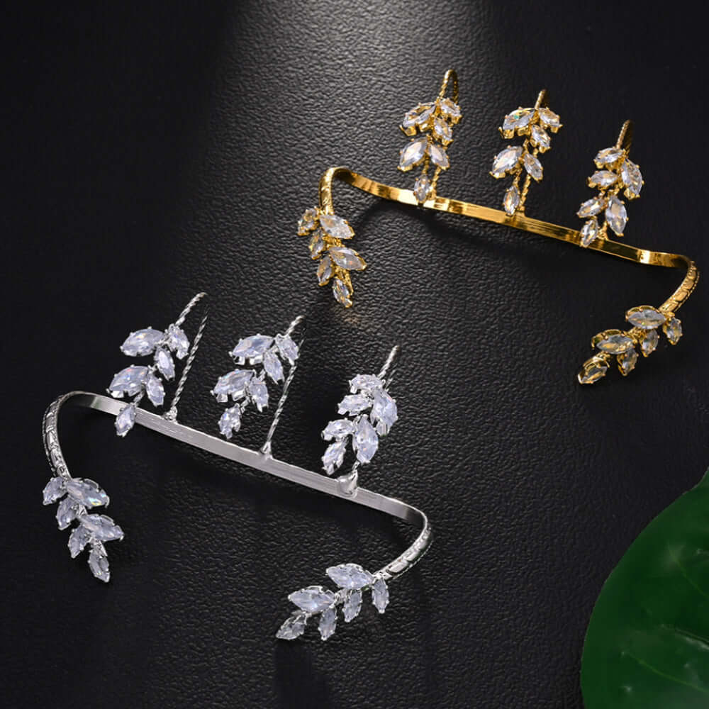 Elegant Leaf Wedding Hand Cuff Ring WJ402 - Dainty Bridal Jewelry for Wedding, Engagement & Special Occasions