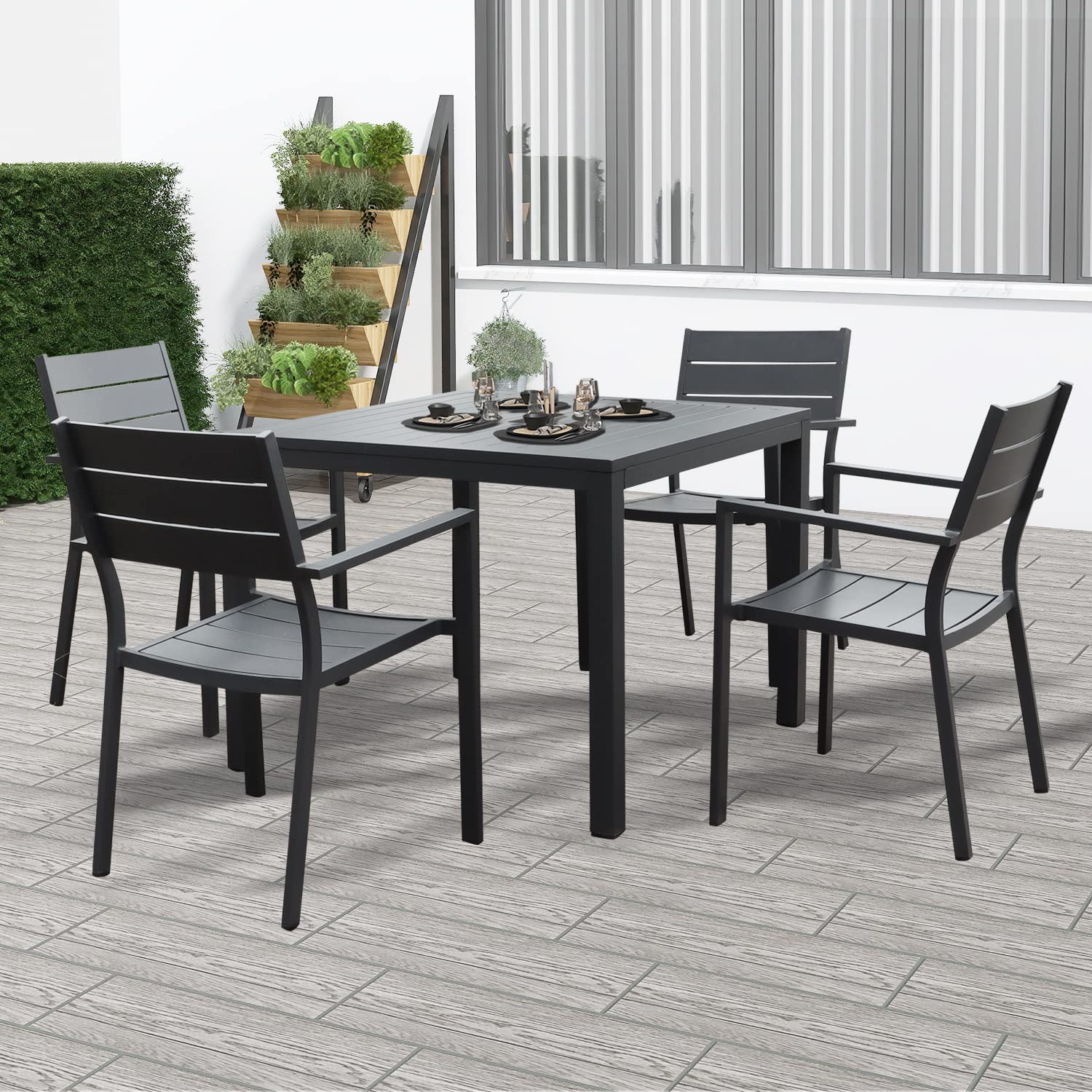 4-Piece Stackable Aluminum Patio Dining Chairs Set - 17