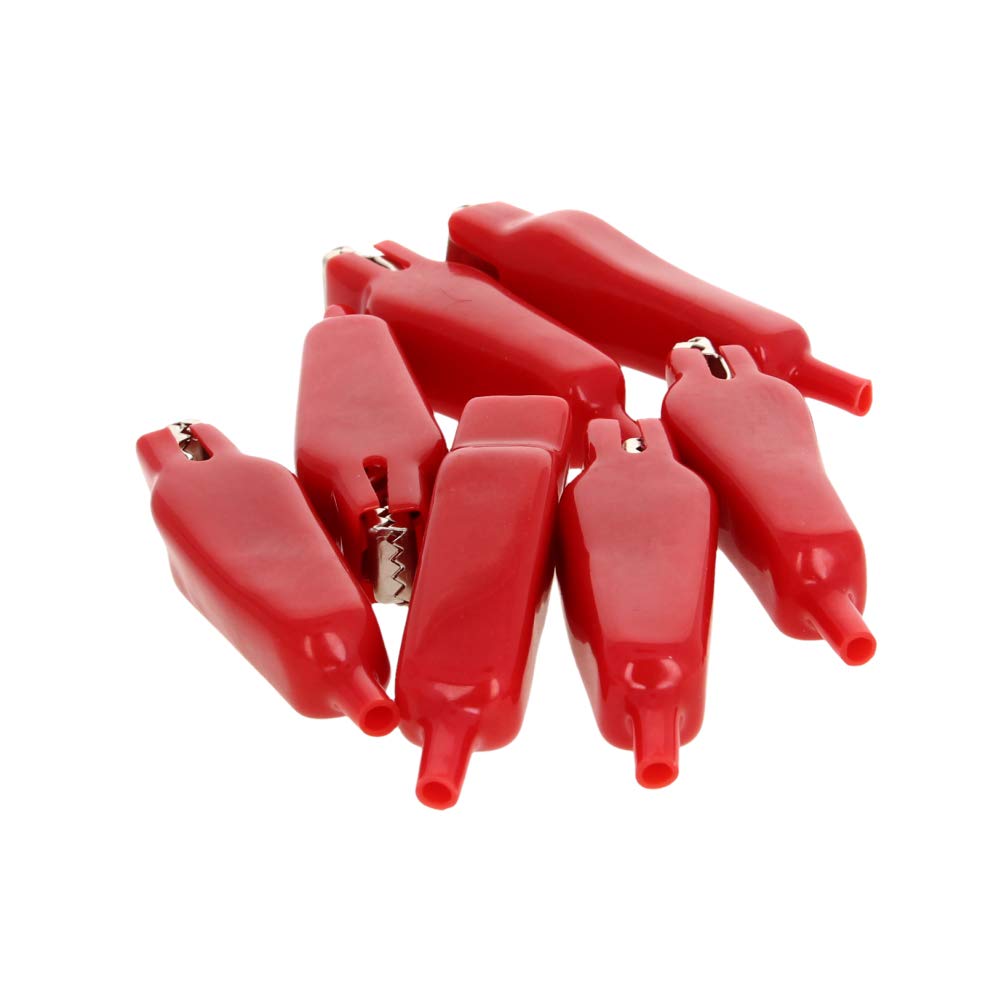 7Pcs 20A Heavy-Duty Insulated Alligator Clips Battery Cable Clamps - Electrical Test Clamps for Car, Auto, Vehicle & Boat Battery Charging - Red by Aicosineg - Perfect for Automotive Repairs, Marine Applications & DIY Electrical Projects