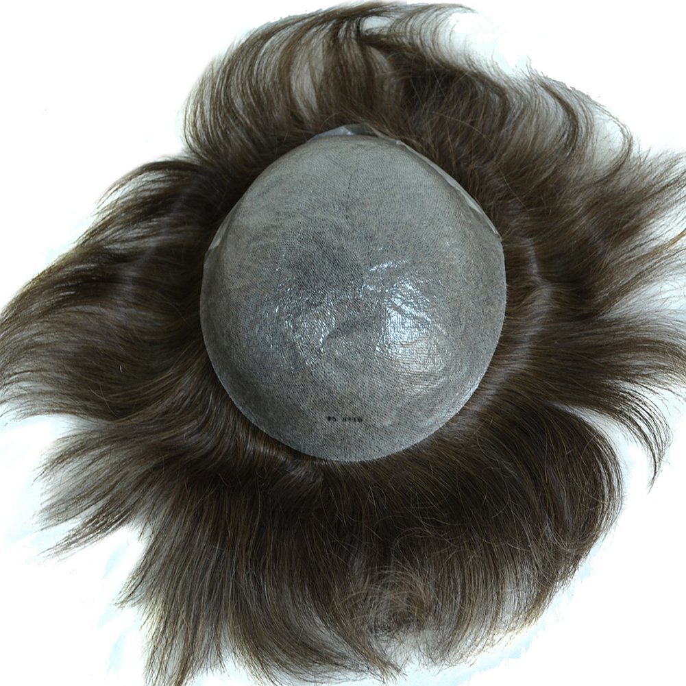 Premium Custom Men's Toupee Hairpiece - 100% Human Indian Hair Replacement System - All PU Silicone Base - Natural Dark Medium Brown (#5) - Perfect for Daily Wear, Special Occasions & Hair Loss Solutions