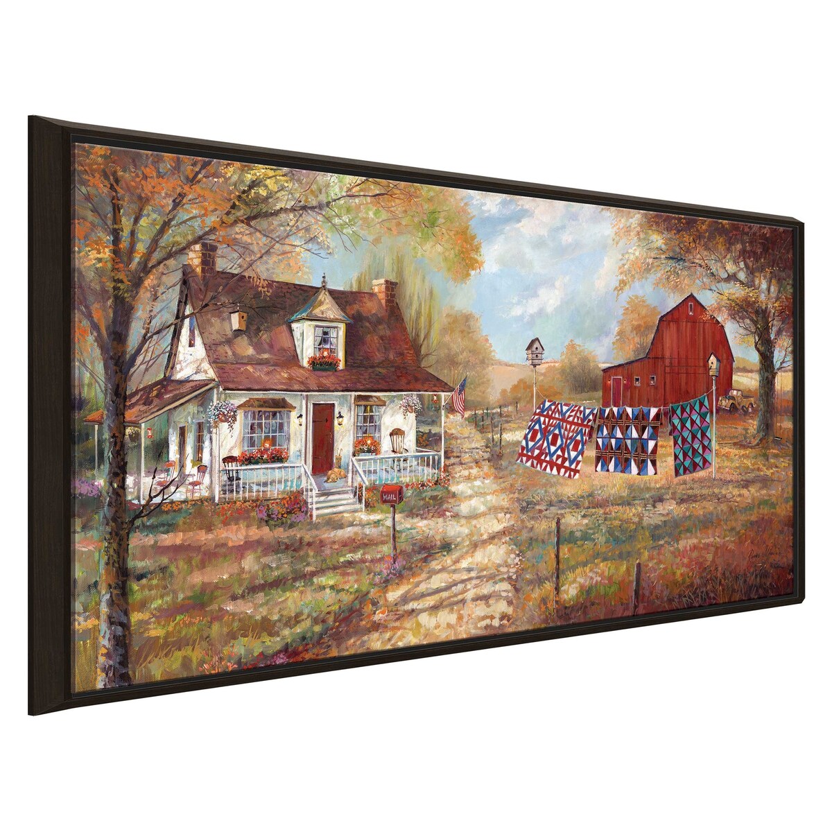 Afternoon Quilting by Ruane Manning - Premium Floating Canvas Wall Art Print - Perfect for Living Room, Bedroom & Office Decor