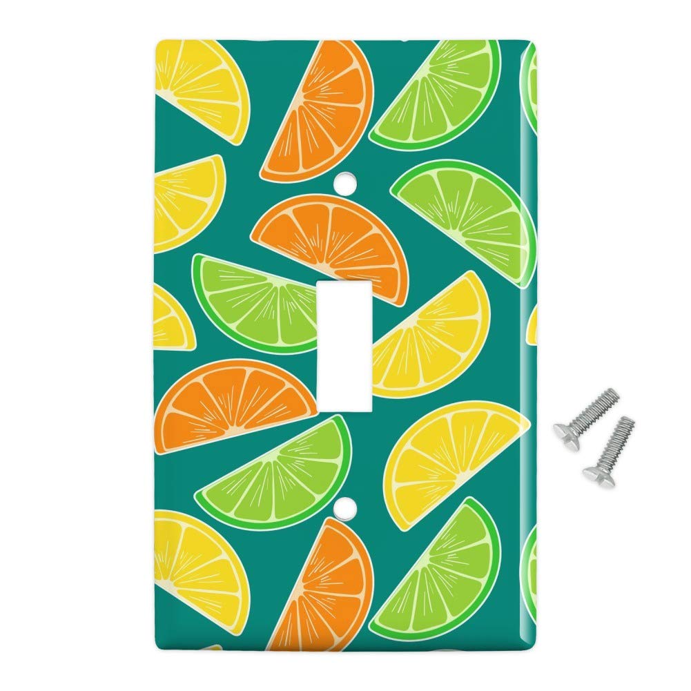 Vibrant Citrus Lemon Lime Orange Slices Pattern Plastic Wall Plate Cover - Decorative Light Switch Cover for Kitchen, Bathroom & Nursery Decor