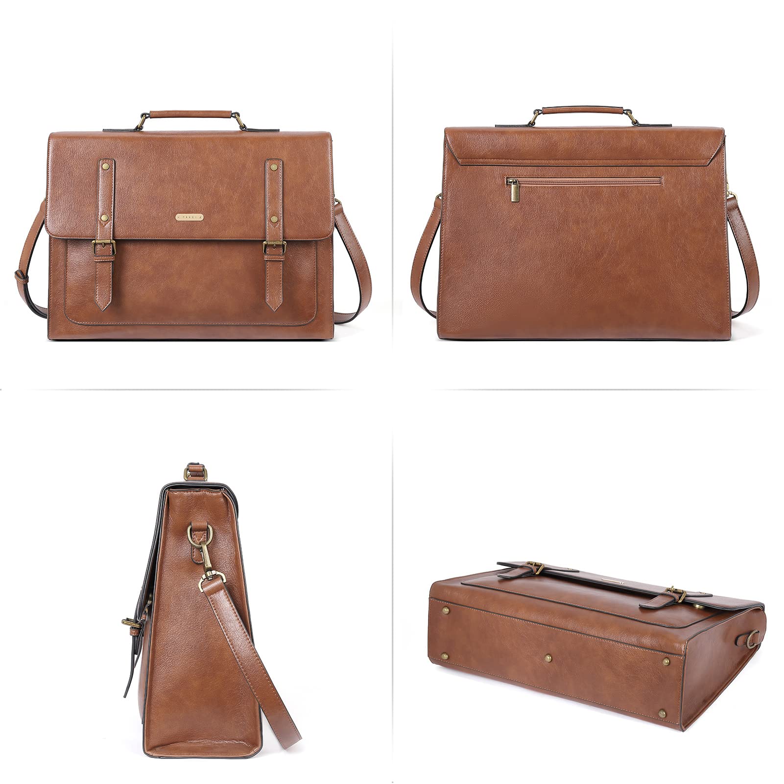 CLUCI Women's Leather Laptop Briefcase - 15.6 Inch Professional Business Tote Bag for Work, Office & Travel | Stylish Computer Bag for Businesswomen & Professionals