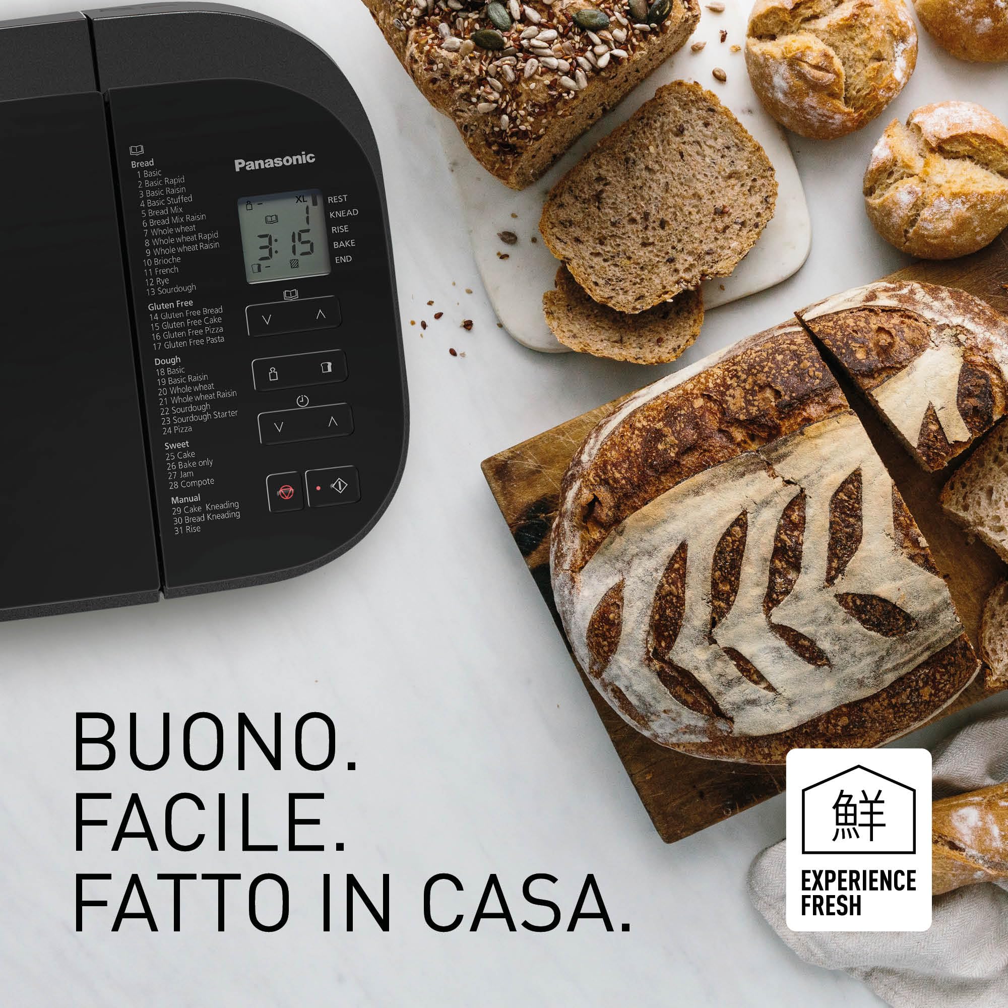 Panasonic SD-YR2550SXE Bread Maker with 31 Baking Programs, Yeast & Nut Dispenser, 13-Hour Digital Timer - Perfect for Homemade Bread, Pizza, Gluten-Free Baking, Cakes & Jams - Ideal for Kitchens, Bakeries & Healthy Living