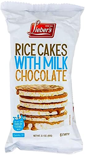 Organic Rice Cakes with Milk Chocolate - Dairy Free, Gluten Free, Kosher Certified, Low Calorie Healthy Snacks - 3.1 oz (Pack of 16) - Perfect for School Lunches, Office Snacks & On-the-Go Energy Boost