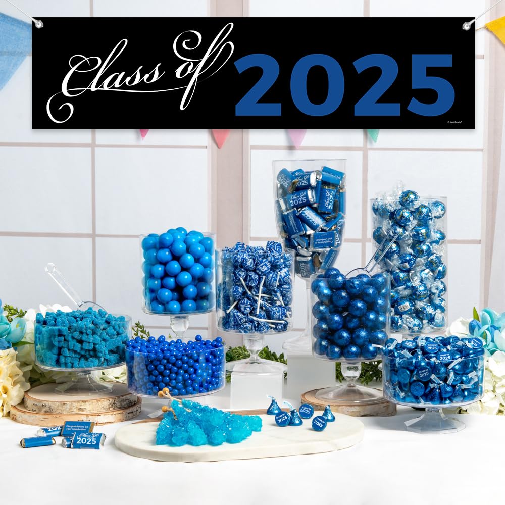 Blue Graduation Candy Buffet for Class of 2025 - Bulk Party Favors by Just Candy (Serves 24-36) | Perfect for Graduation Parties, School Events & Celebration Decorations