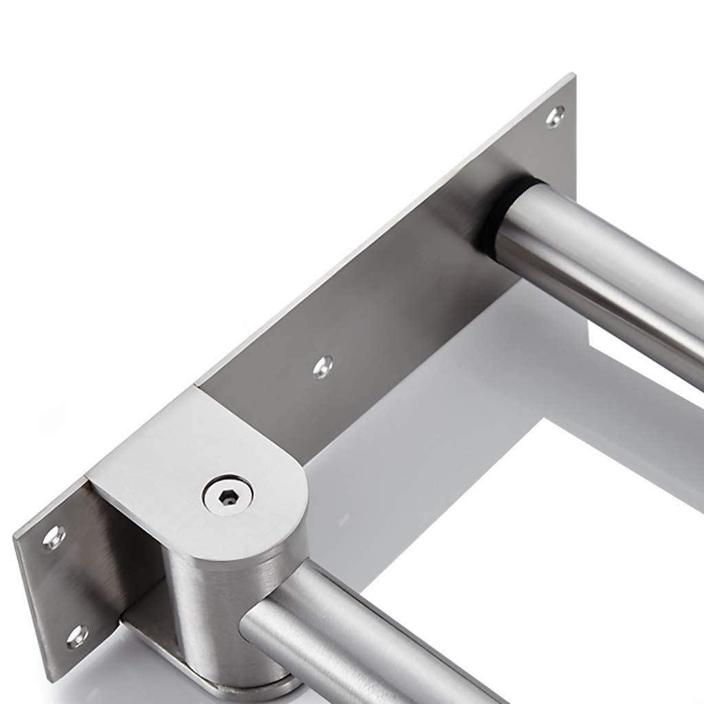 Stainless Steel Folding Drop Down Grab Bar - Anti-Slip Bathroom Safety Rail with Towel Holder for Elderly & Disabled | ADA Compliant Shower Handrail for Seniors Living Assistance (Wall Mount, Toilet & Lavatory Use)
