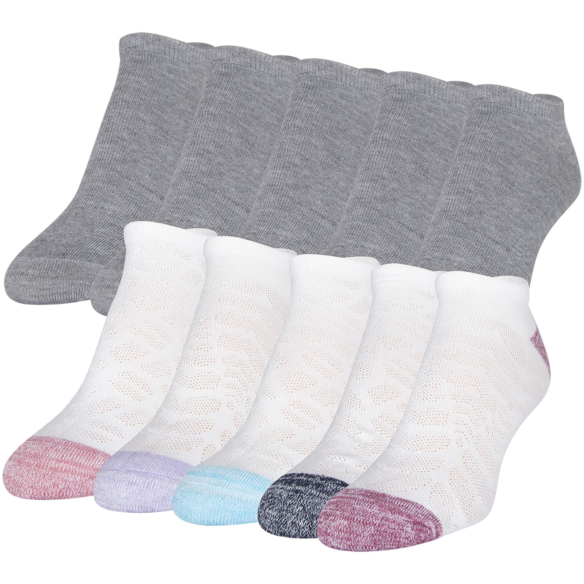 GOLDTOE Women's No Show Socks 10-Pack - Breathable Cushioned Invisible Socks for Sneakers, Loafers & Flats - Comfortable Low Cut Socks for Everyday Wear & Workouts