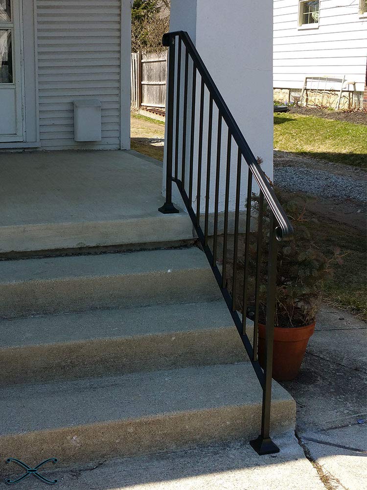Iron X Handrail Picket #4 for Brick or Paver Steps - Durable Outdoor Stair Railing Support for Patio, Deck, and Garden Safety