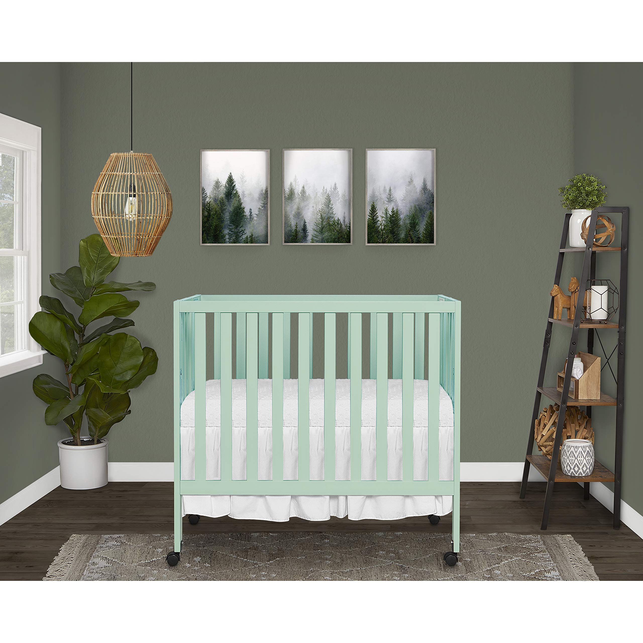 Dream On Me Jett Non-Full Size Folding Convertible Crib - Lightweight Portable Baby Crib with 3 Adjustable Mattress Heights, Easy Fold Travel Crib & 1.5