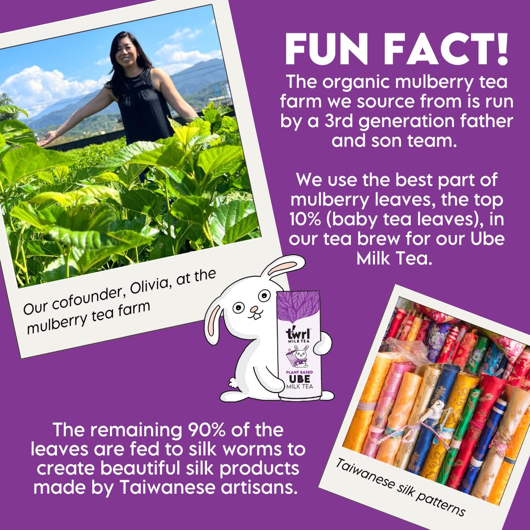 Twrl Ube Milk Tea - Organic Plant-Based Milk, Caffeine-Free, Low Sugar, Antioxidant-Rich Nitro-Infused Smooth Tea - 7.5oz (12 Pack) - Perfect for Vegan Snacking, Afternoon Relaxation & Healthy Beverage Alternatives