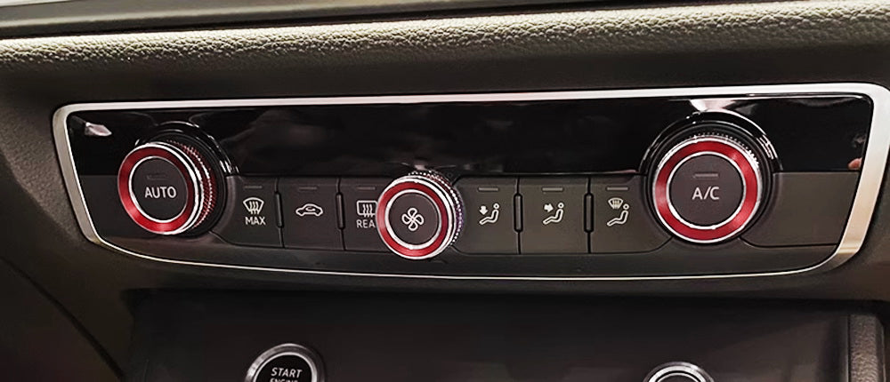 3-Piece Red Aluminum AC Climate Control Knob Covers for Audi 2015-2020 A3 & 2019+ Q3 - Upgrade Interior Accessories for Car Customization & Comfort